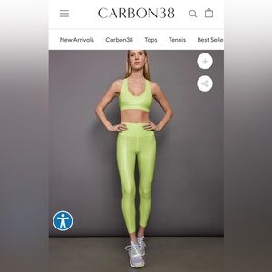 CARBON 38 Action Bra & High-Rise 7/8 Leggings SET Takara Shine Acid Lime M NWT!
